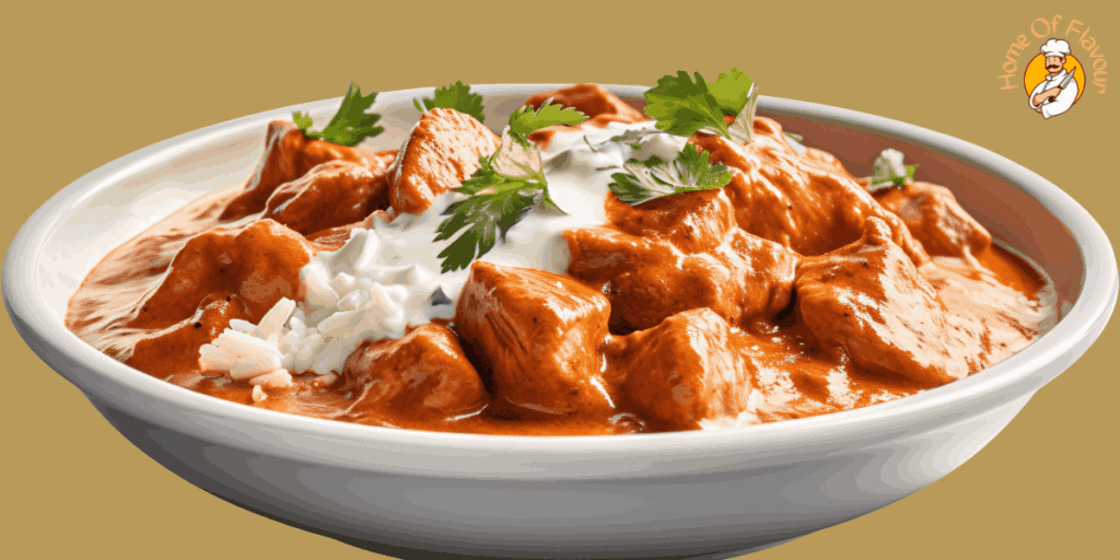 Butter chicken served with naan