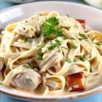 A bowl of Filipino-style carbonara served for a holiday meal
