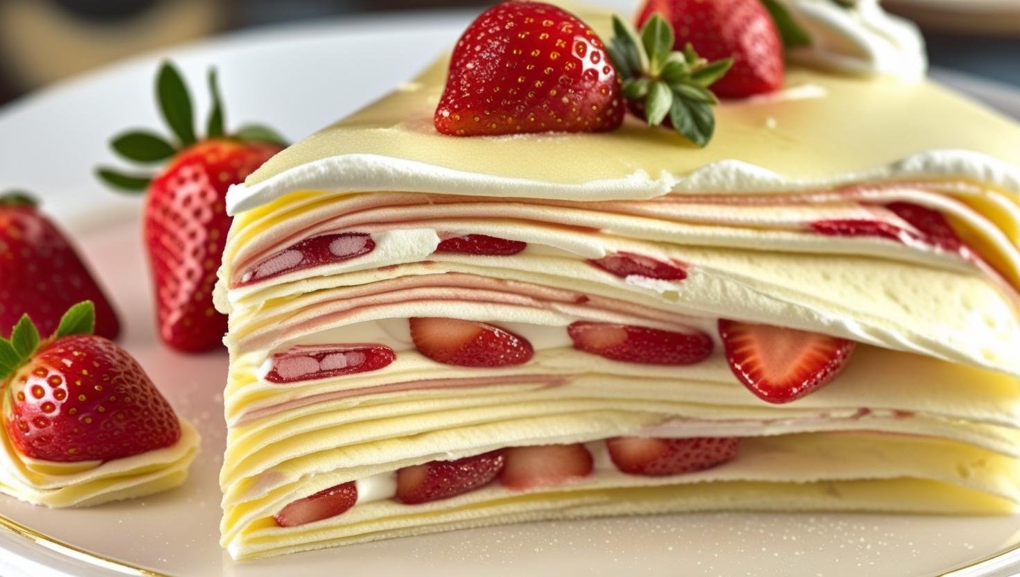 Strawberry and Cream Crepe Cake