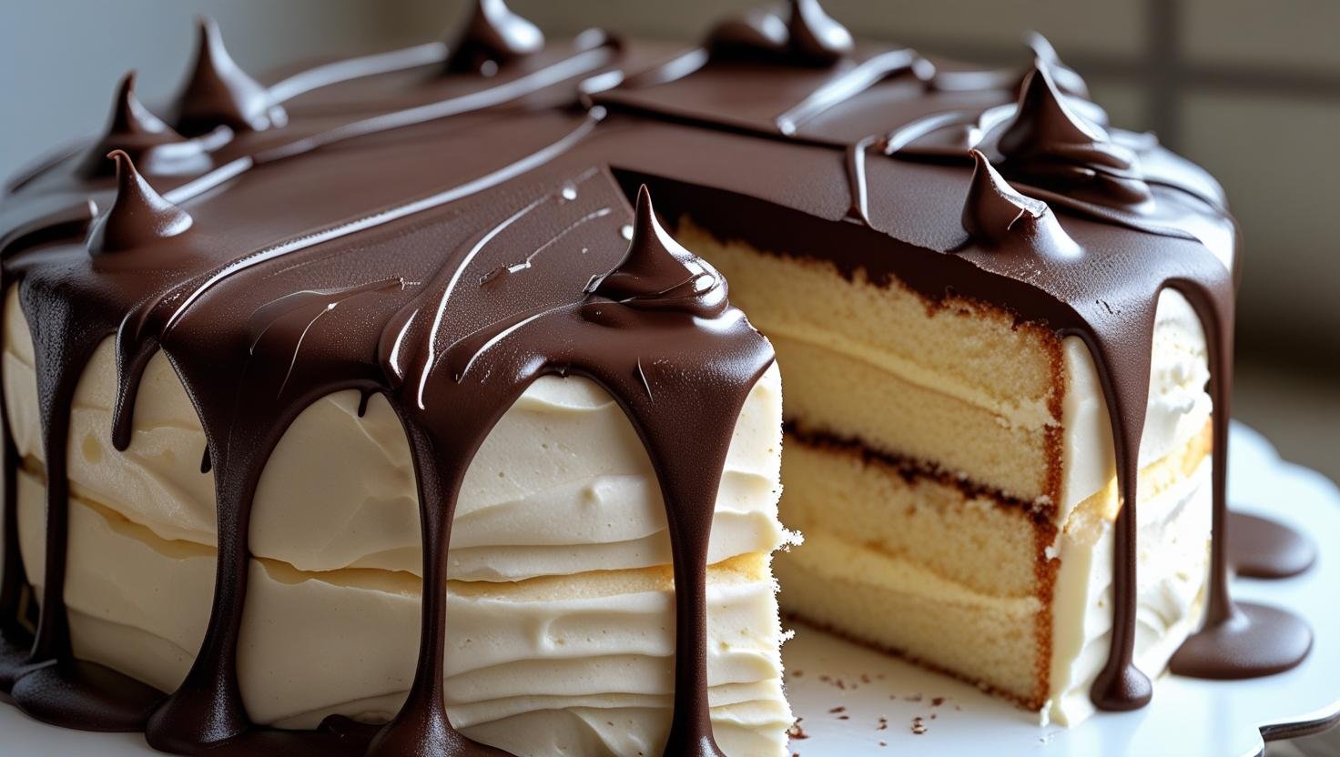 Vanilla Cake with Chocolate Ganache