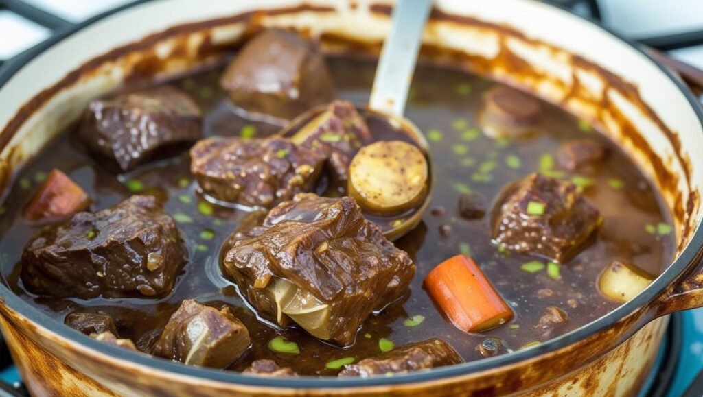 a bowl of stew with meat and vegetables