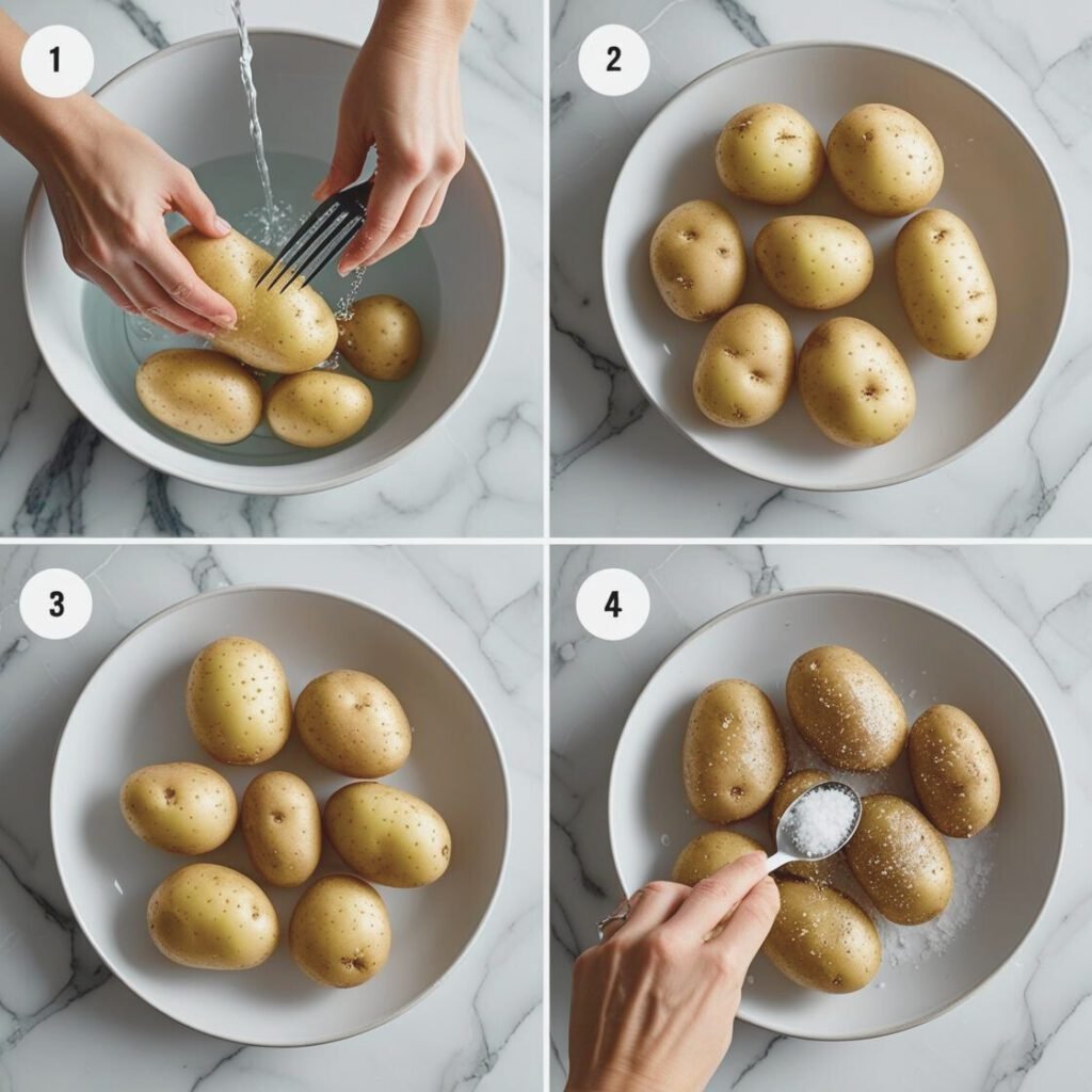 How to prep potatoes for grilling: scrubbing, oiling, and seasoning