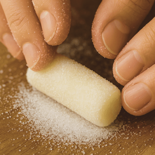 Mixing condensed milk and powdered milk for an easy **no cook pastillas** recipe