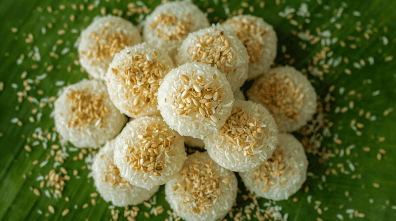 Palitaw floating rice cakes with coconut sesame coating | Traditional Filipino kakanin | Simple merienda snacks