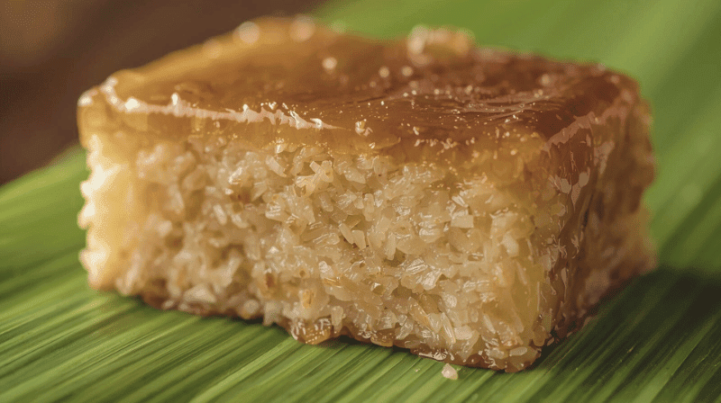 Biko Filipino sticky rice cake with latik topping | Traditional kakanin dessert recipe | Sweet Filipino merienda