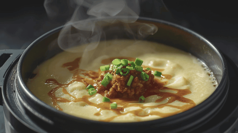 Chinese steamed egg custard with minced pork variation (蒸肉饼蛋).